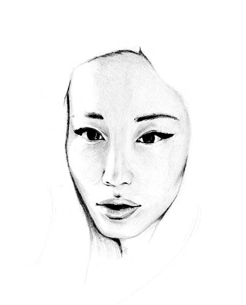 Retrato a lapiz en acuarela