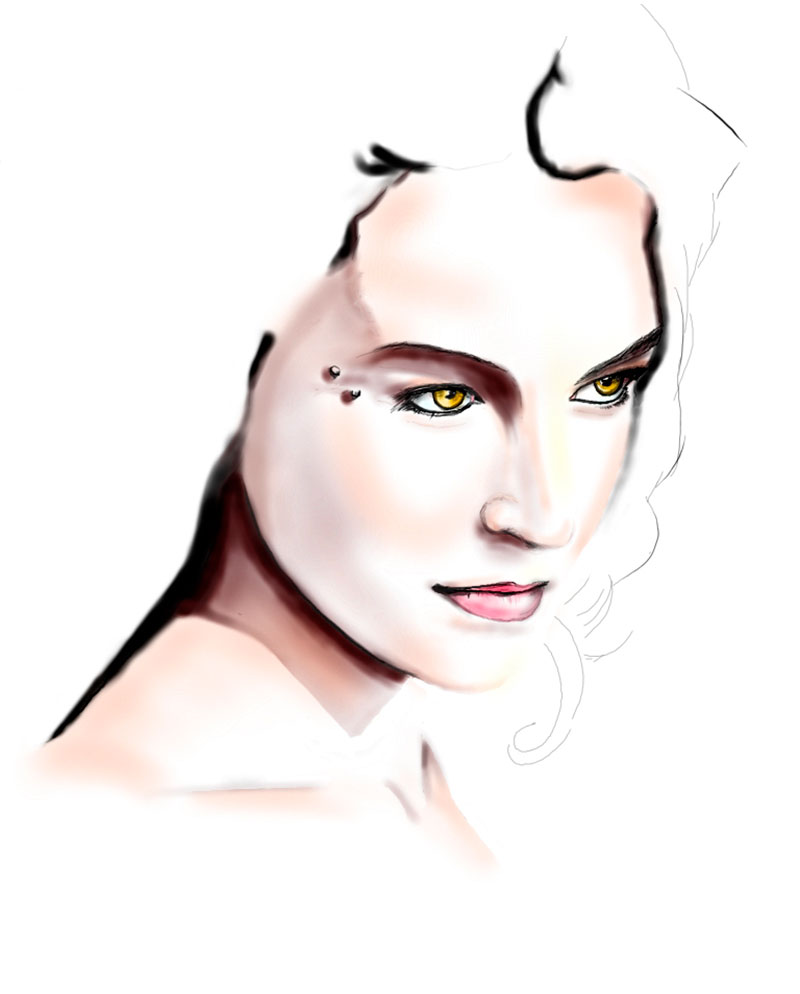 Retrato a lapiz novia con flores